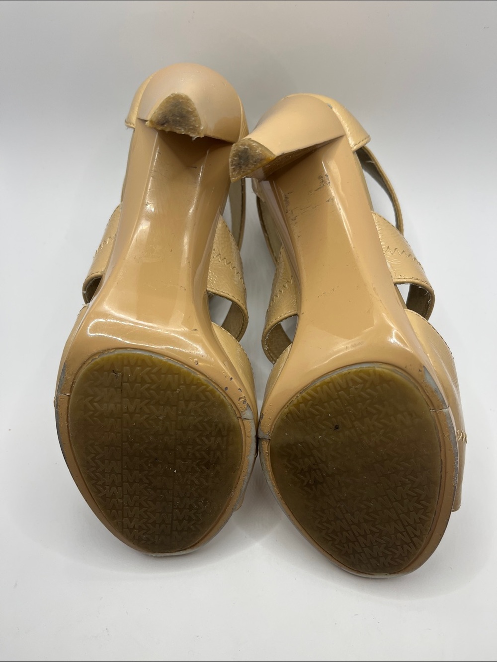 Neutral Tan Zip-Front Strappy Heels for Women - Picture 7 of 8